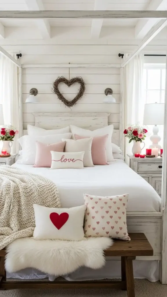rustic-white-farmhouse-bedroom-with-valentine-accents