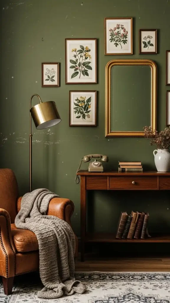 olive-green-walls-with-vintage-touches