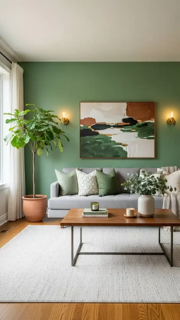 green-accent-wall-behind-the-sofa