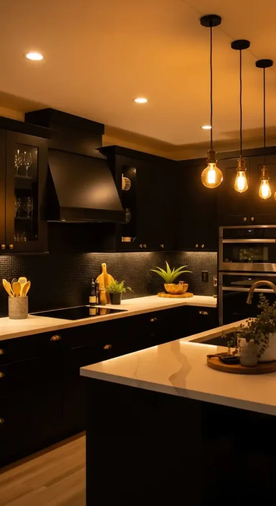 black-cabinets-with-warm-lighting
