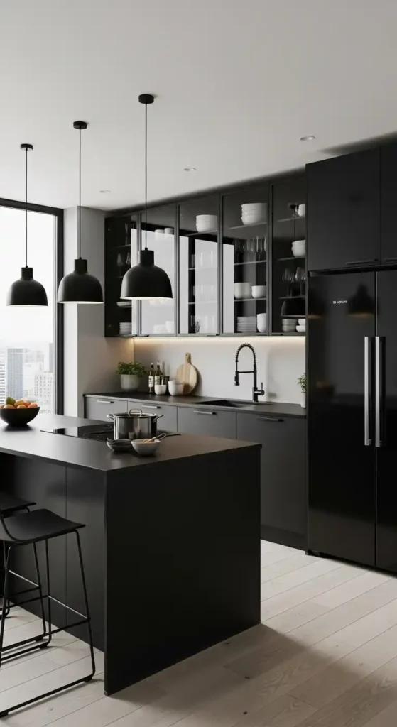 glass-front-black-cabinets