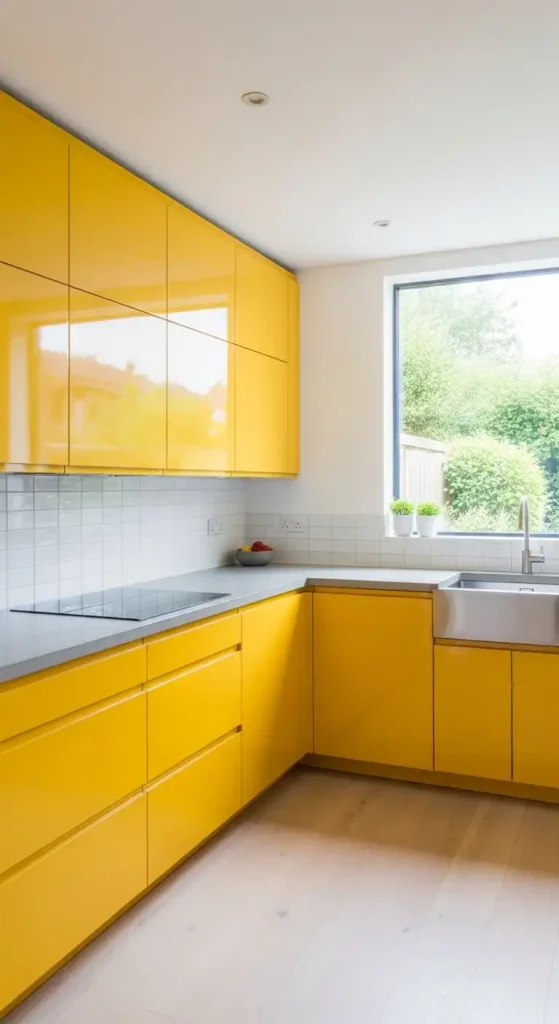 contemporary-kitchen-with-vibrant-sunflower-yellow-cabinets