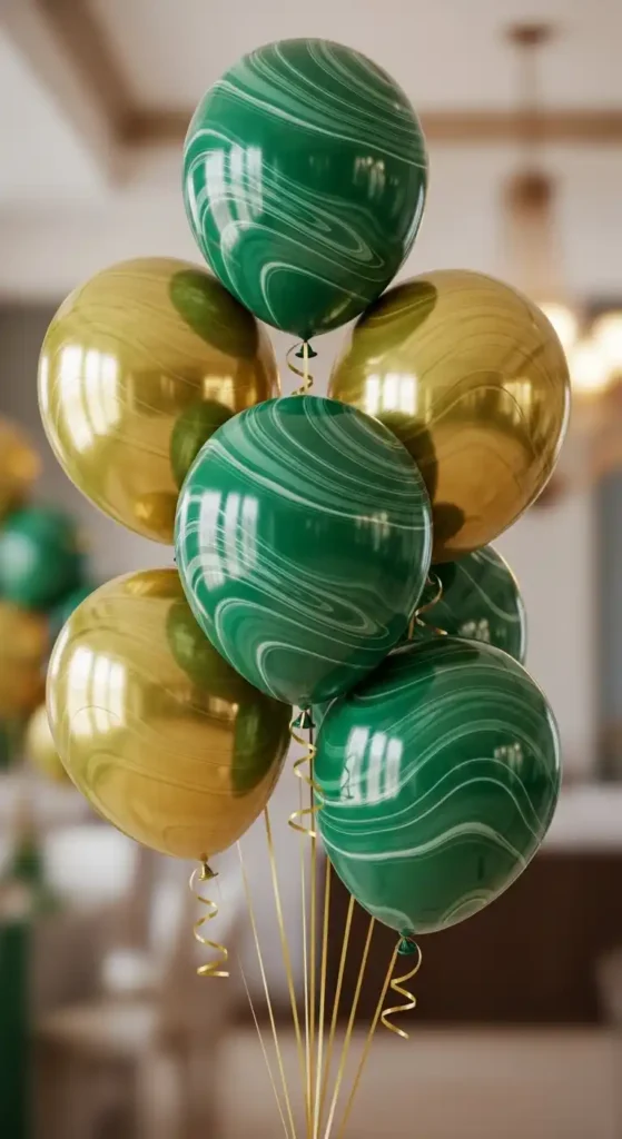 emerald-and-gold-marbled-balloons