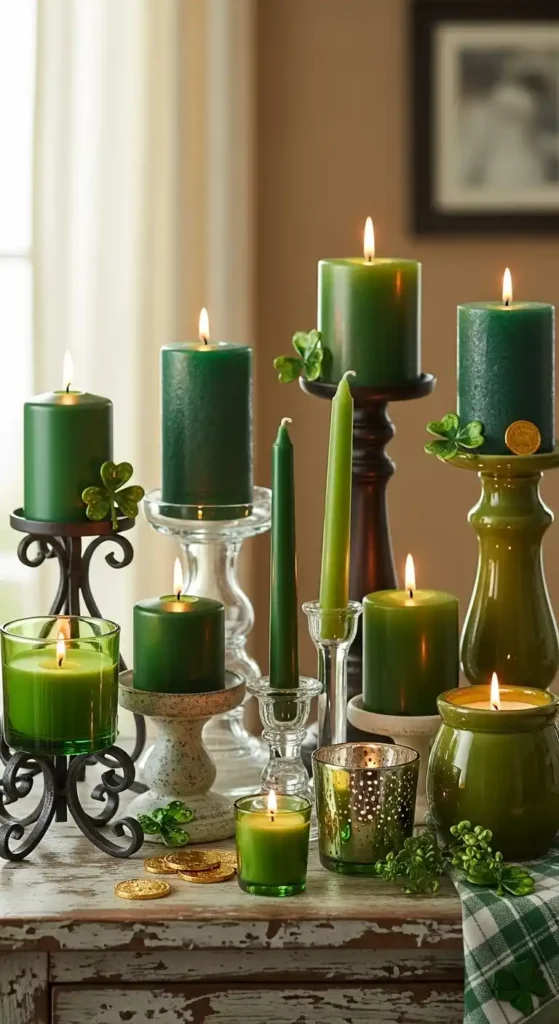 green-candles-and-candle-holders